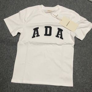 Adanola ADA Varsity Logo Graphic Tee white Designer Cotton T-shirt size Small